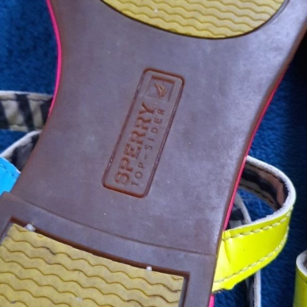 Sperry Pink Yellow Neon Top Sider Thong Strappy Sandals Size 6 - Picture 10 of 15